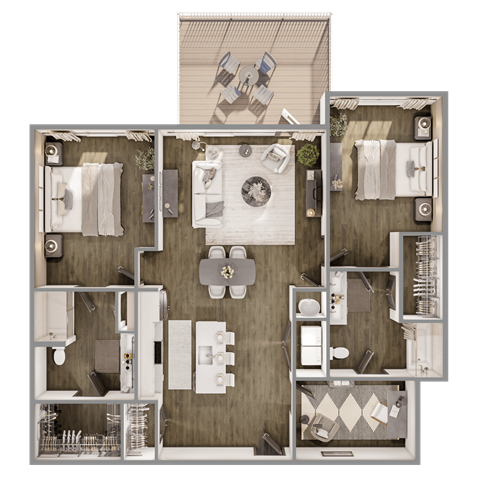 Olive floorplan at The Leo Myrtle Beach, Myrtle Beach, SC, 29579.